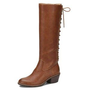 FSJ Retro Knee High Combat Boot Stacked Block Heel